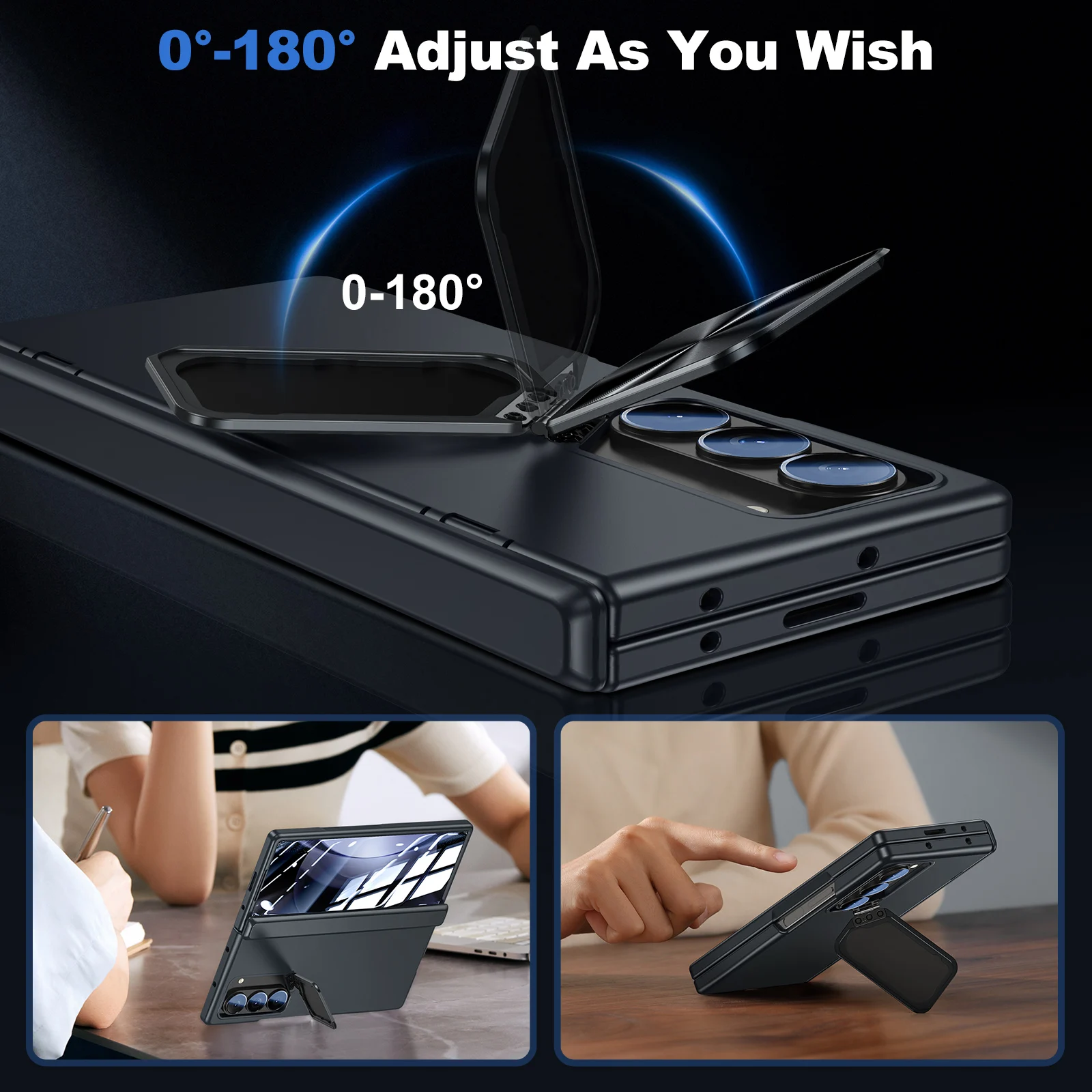 For Samsung Galaxy Z Fold 6 Case with Camera Stand Cover Screen Protector Full Hinge Protection Slim PC Shockproof Phone  Case