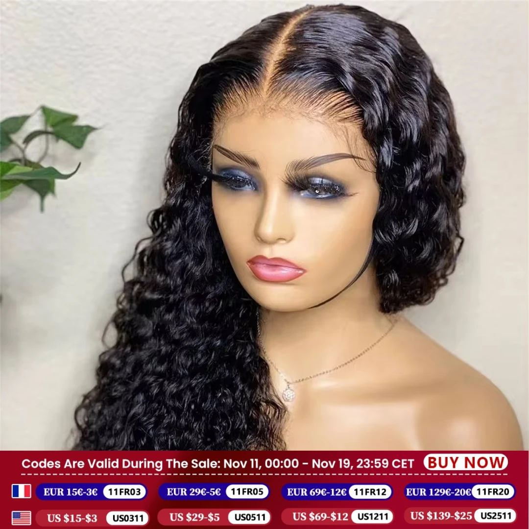 Parrucca frontale a onda profonda trasparente HD 13x4/13x6 Parrucche anteriori in pizzo riccio per capelli umani per le donne Parrucca con chiusura ad acqua 4x4 bagnata e ondulata