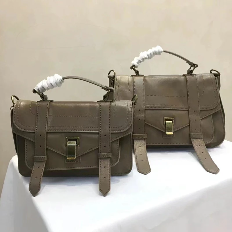 Genuine Sheep Skin Vintage Briefcase Female Two Sizes Luxury Top Quality Handbag Ladies School-Bag Popular New Coming