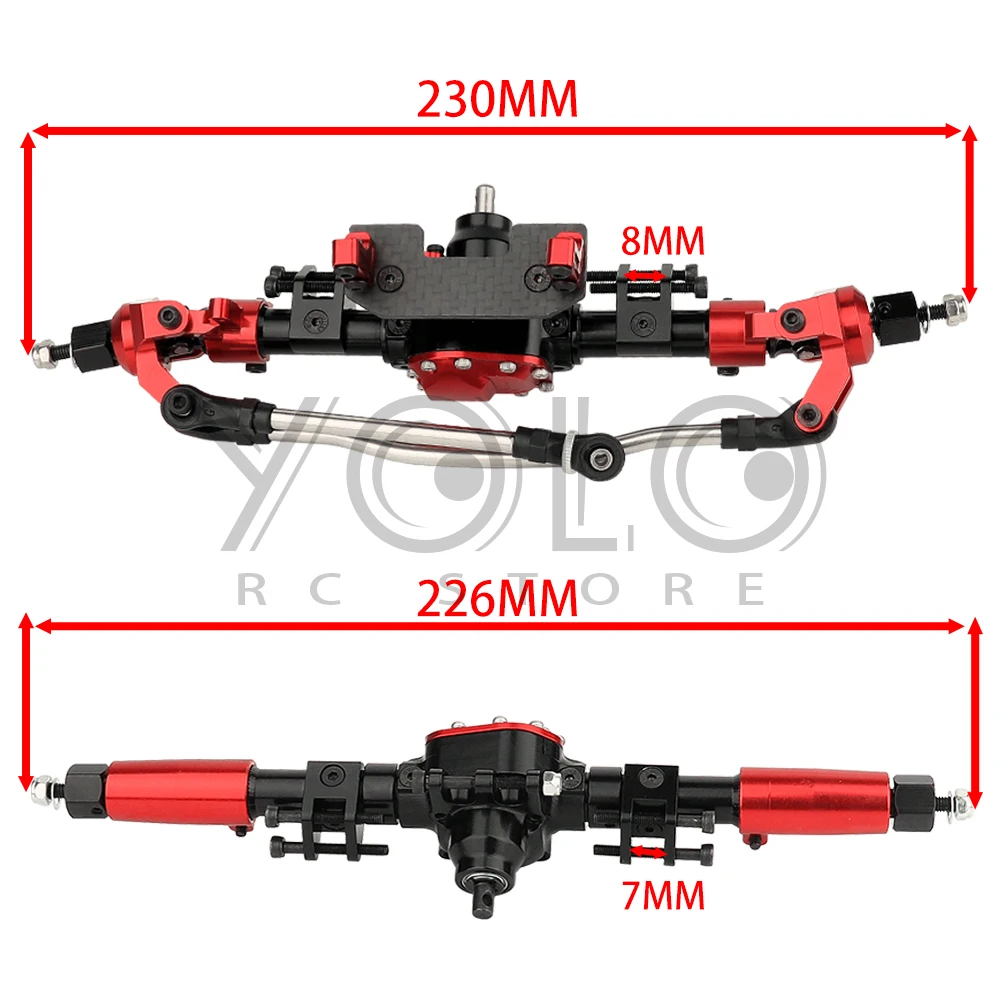 알루미늄 합금 CNC 스트레이트 프론트 리어 액슬, SCX10 II, 1/10 RC 크롤러 액슬 AR44 90047 90046 키트, 금속 업그레이드 부품, 29T/8T