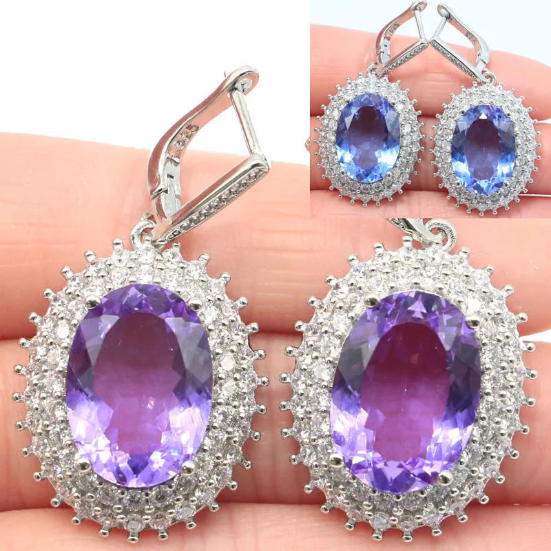 

45x23mm Delicate Fine Cut Zultanite Color Changing Alexandrite Topaz CZ Dating Silver Earrings Hot Selling