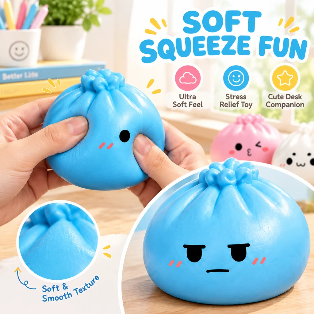 Squishy Slow Rising Bun Toy Cute Funny Stress Relief Gift for Students Adults Anxiety Relief Creative Press Hot Sale Viral