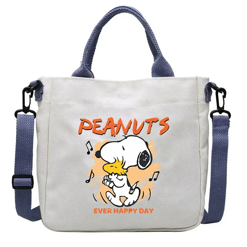 Snoopys Cartoon Canvas Tas Kinderen Crossbody Tassen Schoolboekentas Studentbenodigdheden Lichtgewicht Draagbare Kawaii Schouder Handtas