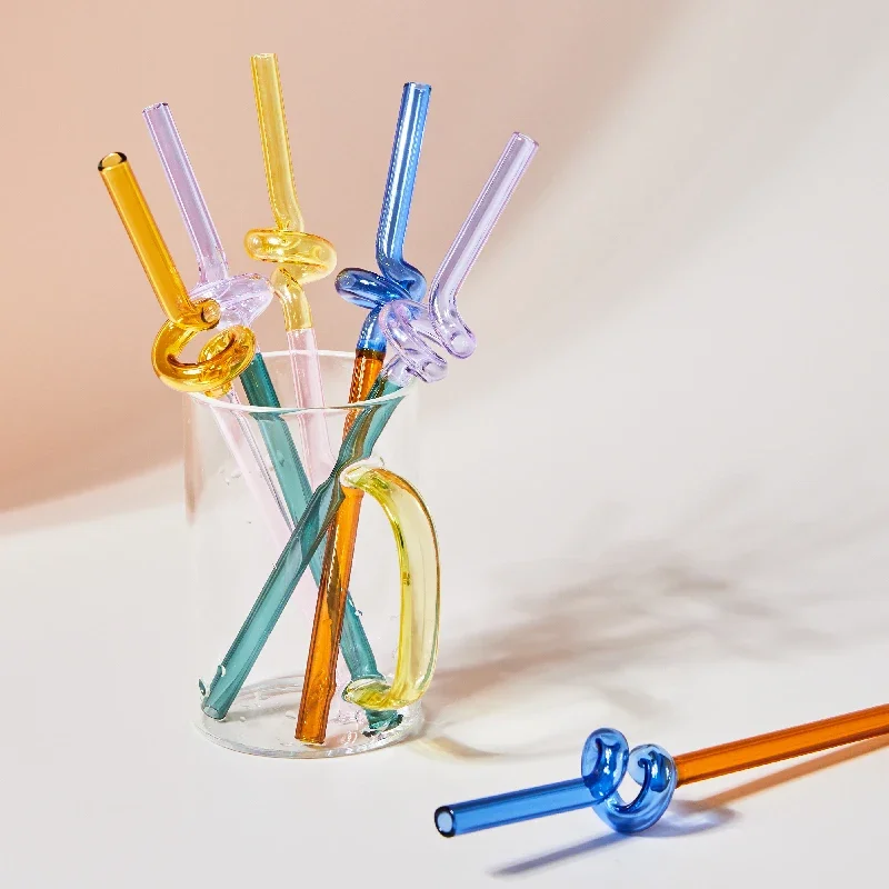 Nordic Glass Straw Lovely Coffee Mixing Twsiting Straws Reusable Dinking Juice Stirring Reusable Straw