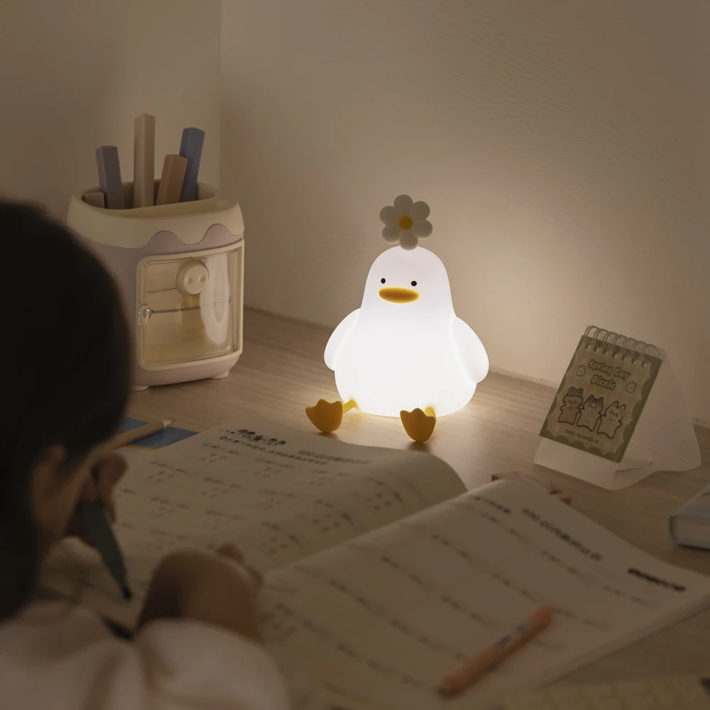 Luz Nocturna Led de pato para niños, lámpara de silicona recargable por USB, Interruptor táctil, decoración de dormitorio, regalo de cumpleaños