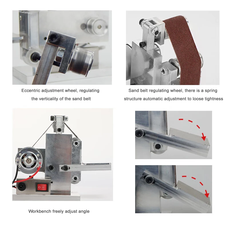 Mini levigatrice a nastro elettrica 10MM smerigliatrice multifunzionale levigatura lucidatrice fai da te rettificatrice ad angolo fisso macchina a