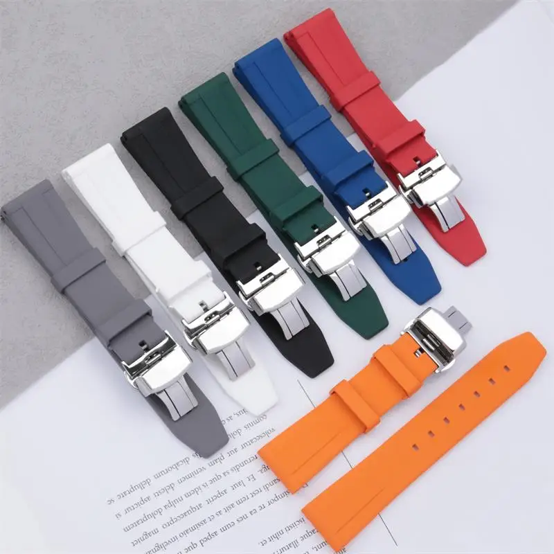 TINTAG Fluoro Rubber FKM Strap 18/19/20/21/22/24mm Quick Release Diving Universal Watch Band for Huawei GT3 Mido Seiko Citizen