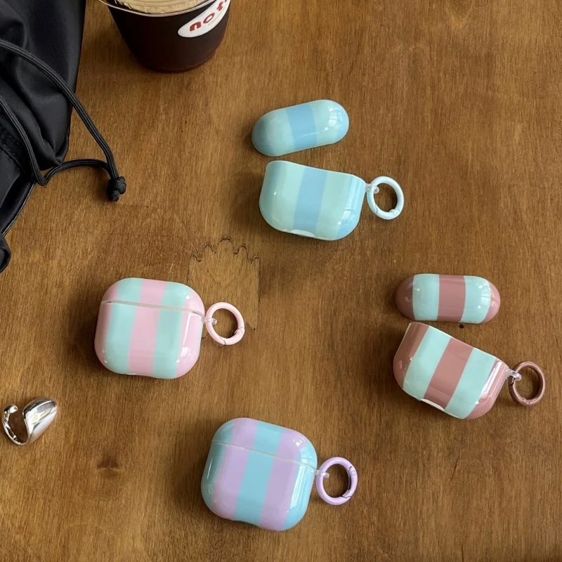 

Simple Vertical Pattern IMD Earphone Case with Hook for Airpods Series 1, 2, 3, 4, Pro, Pro2, Dustproof, Anti-fall