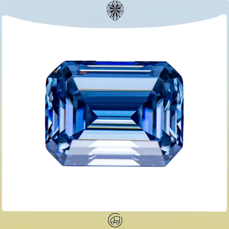 

Moissanite Stone Natural Colours Royal Blue Emerald Cut Lab Grown Diamond Charms Woman Advanced Jewelry Making GRA Certificate