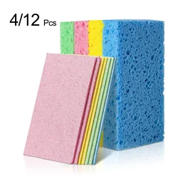 4/12Pcs Compressed Cellulose Sponges Non-Scratch Natural Dish Sponge, Dual-Sided Cellulose Sponge for Kitchen Bathroom Cars