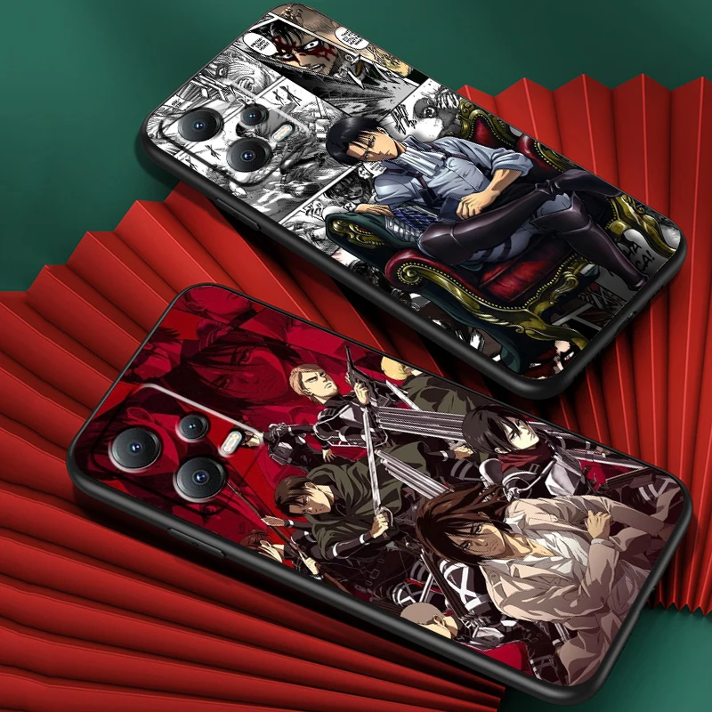 Attack On Titan Anime For Xiaomi Redmi Note 13 12R 12 12S Turbo 11 11T 11S 10 10S Pro Plus 5G Black Funda Phone Case