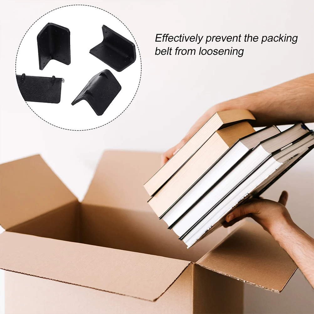 

100pcs Plastic Corner Protectors 25mm Thick Black Padding L-Shaped Packing Tape Guards for Shipping Moving