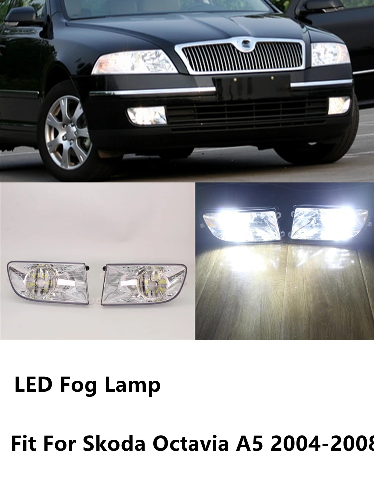 Światła samochodowe przednie LED światła przeciwmgielne z żarówkami do Skoda Octavia A5 MK2 Sedan Combi 2004 2005 2006 2007 2008 akcesoria samochodowe — zdjęcie 2