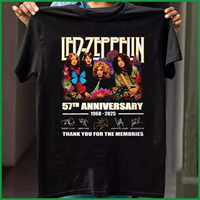 Led Zeppelin 57th Anniversary 1968-2025 Shirt Thank You For The Music Short Sleeve Cotton T-Shirt Men Women Summer Size S to 4XL