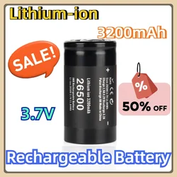 2pcs/lot Soshine 26500 3.7V 3200mAh Lithium-ion Rechargeable Battery