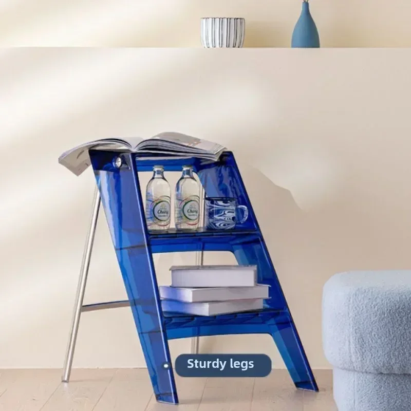 Nordic Home Creative Portable Ladder Multifunctional Acrylic Folding Chair Indoor Transparent Three-step Ladder Ladder for Home