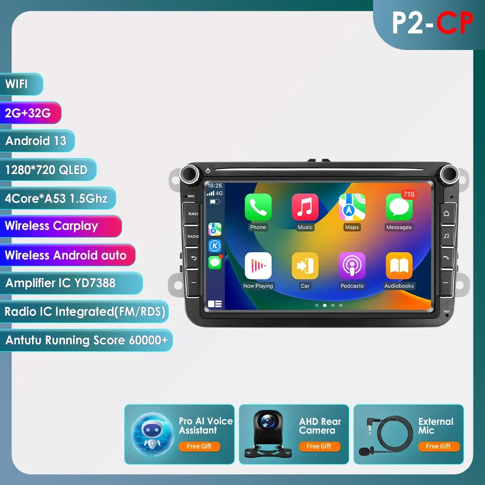 Android 14 autoradio voor VW GOLF 5 POLO Sedan PASSAT B6 CC Radio TOURAN SCIROCCO CADDY Jetta Skoda Seat 8" universele GPS stereo