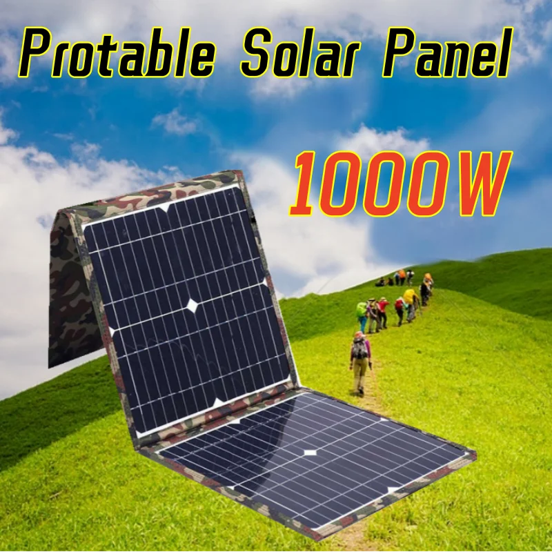 

1000W Protable Solar Panel Power 18V Bank Folded Outdoor Solar Panel Supply For Home/Camping/RV/Car/Camera Fast Battery Charger