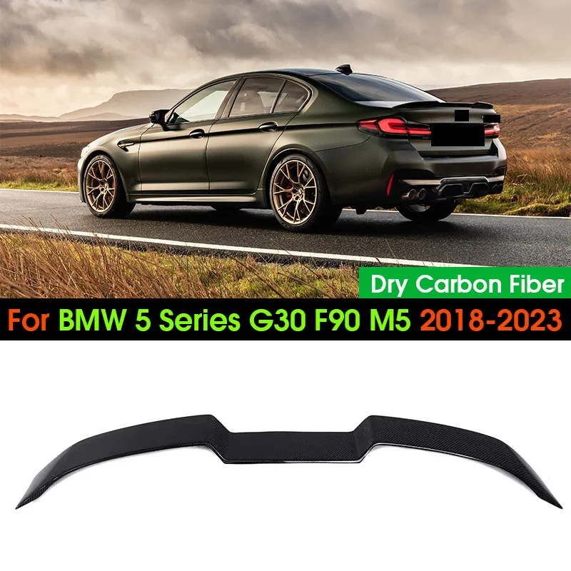 Dry Carbon Fiber Car Rear Spoiler Wing Trunk Lip Spoiler Lip For BMW 5 Series G30 F90 M5 2018-2023 V-Style Rear Boot Wing Lip