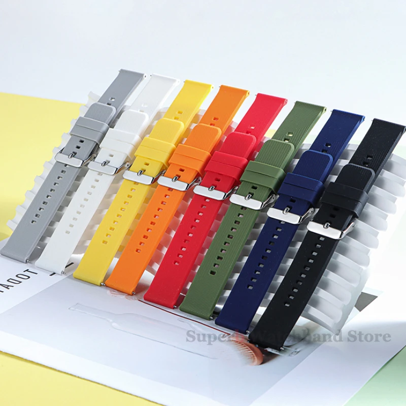 Pulseira de relógio de silicone para samsung galaxy3 4 5 pulseira de liberação rápida para huawei gt2/3 pulseira esportiva macia 18mm 19mm 20mm 21mm 22mm