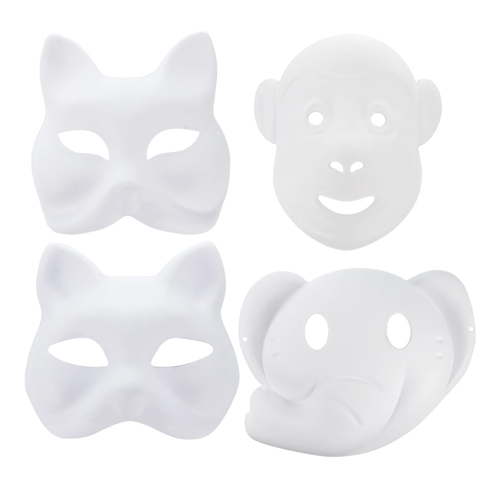 

12pcs White Mask Hand White Paper Mask Drawn Animal Blank Masks for Masquerade Carnival Halloween Cosplay Props