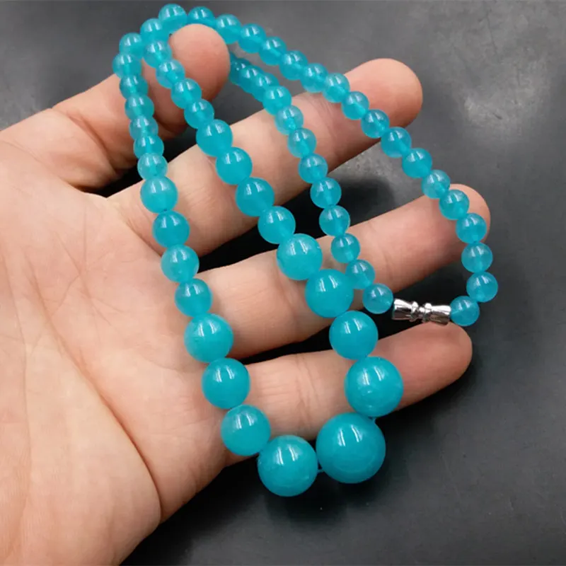 New-like Blue Necklace Women Amazonite Graduated Strand