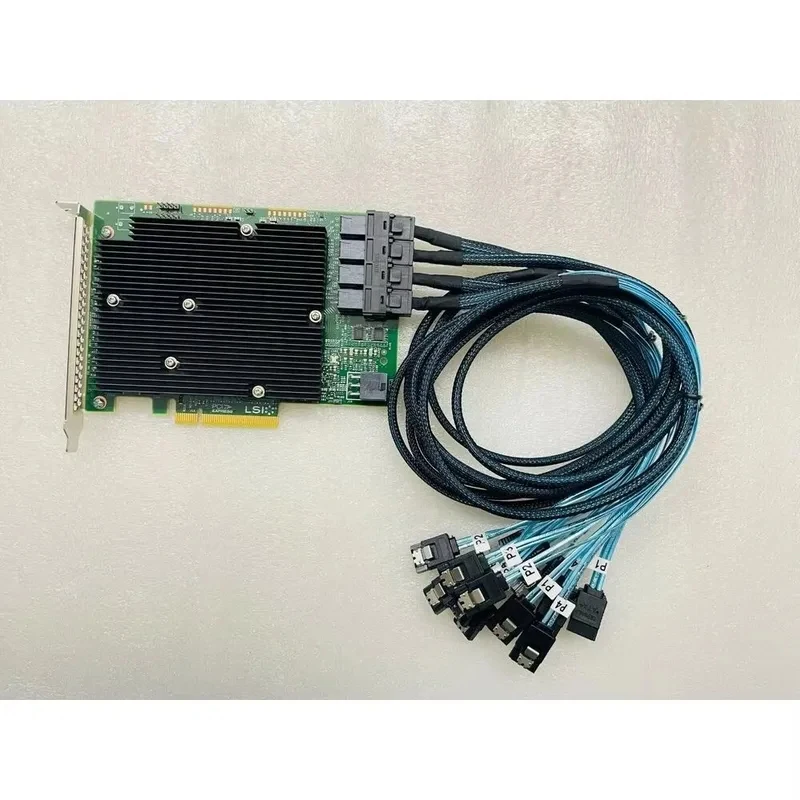 LSI SAS 9300-16i 12GB/S HBA 버스 어댑터 카드 IT 모드 4*SFF-8643 SATA 케이블