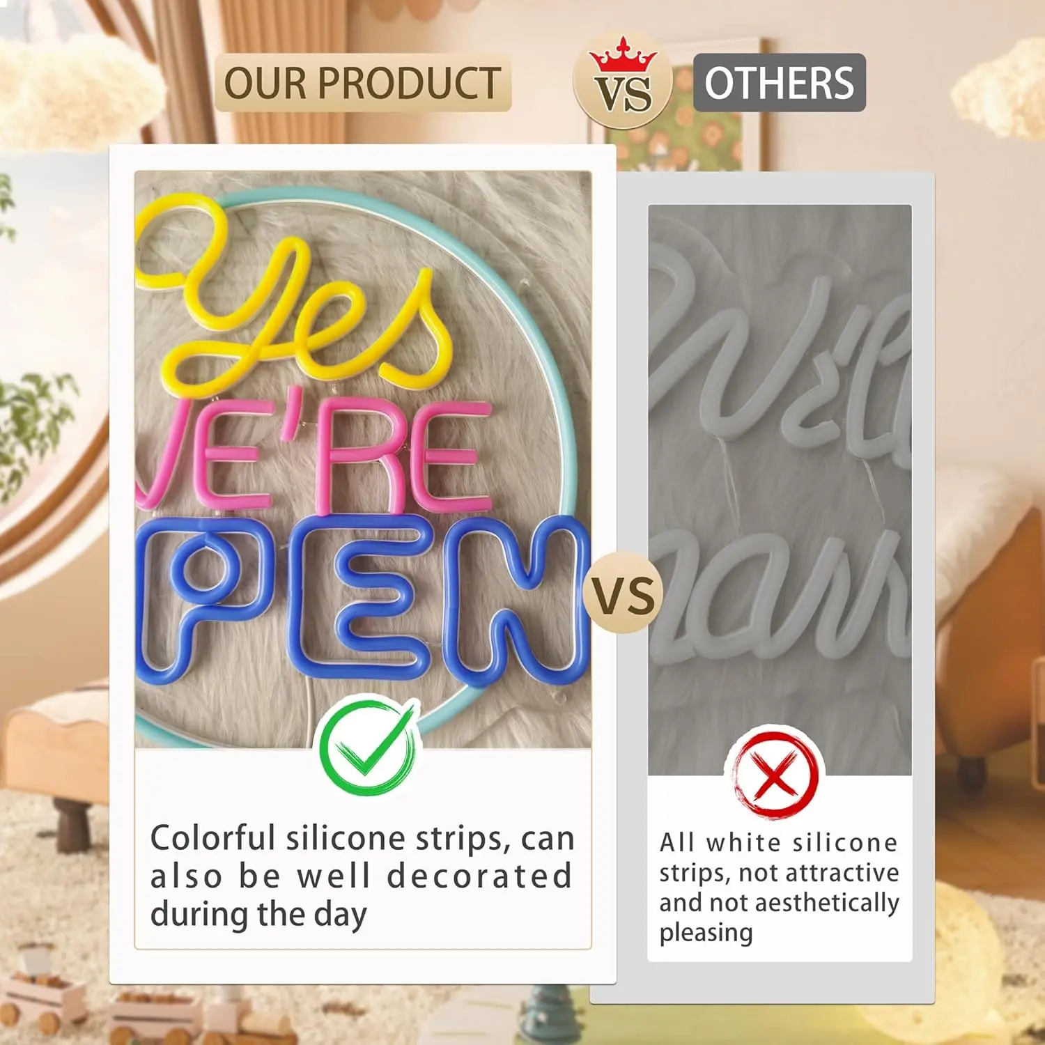  Smile Face LED Neon Sign USB Dimmable Neon Light Sign for Gameroom Bedroom Bar Livingroom Birthday Party Gift Wall Decor