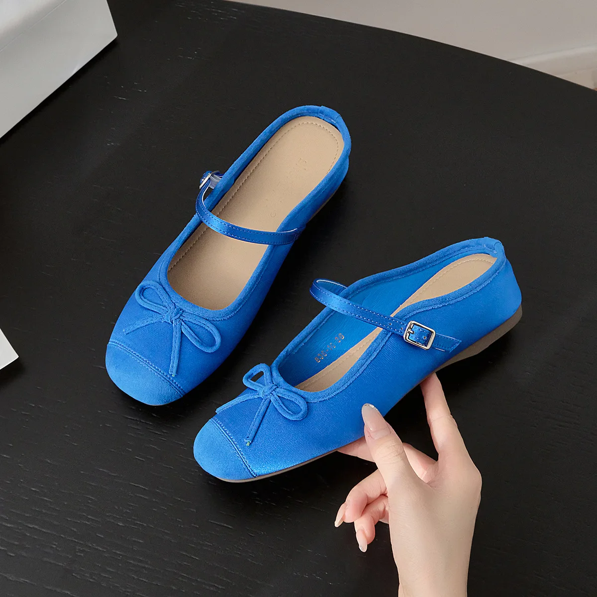 Printemps été 2025 Style conte de fées ballerines hauteur accrue pantoufles femmes vêtements de plein air papillon noeud orteil demi pantoufles