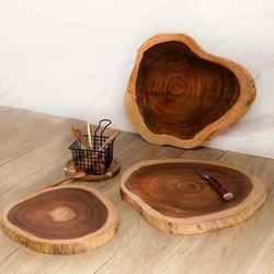 Exquisite Acacia Wood Round Cutting Board - Reversible, Non-Splicing, Charcuterie Cheese Board, Dessert Plate, Steak Tray