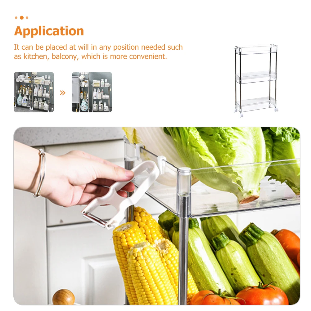 

Shelves Storage Kitchen ganizer Rolling Cart Multifunction Rack Stainless Steel Large Capacity PET Material Space Saver
