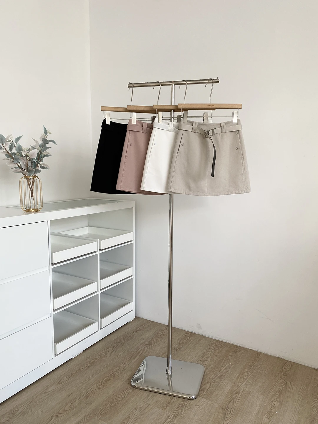 High Waist Short Skirt Women's Commuter Style A-Line  Skirt with Belt Anti-Light Walking Spring 2026 Simple Design
