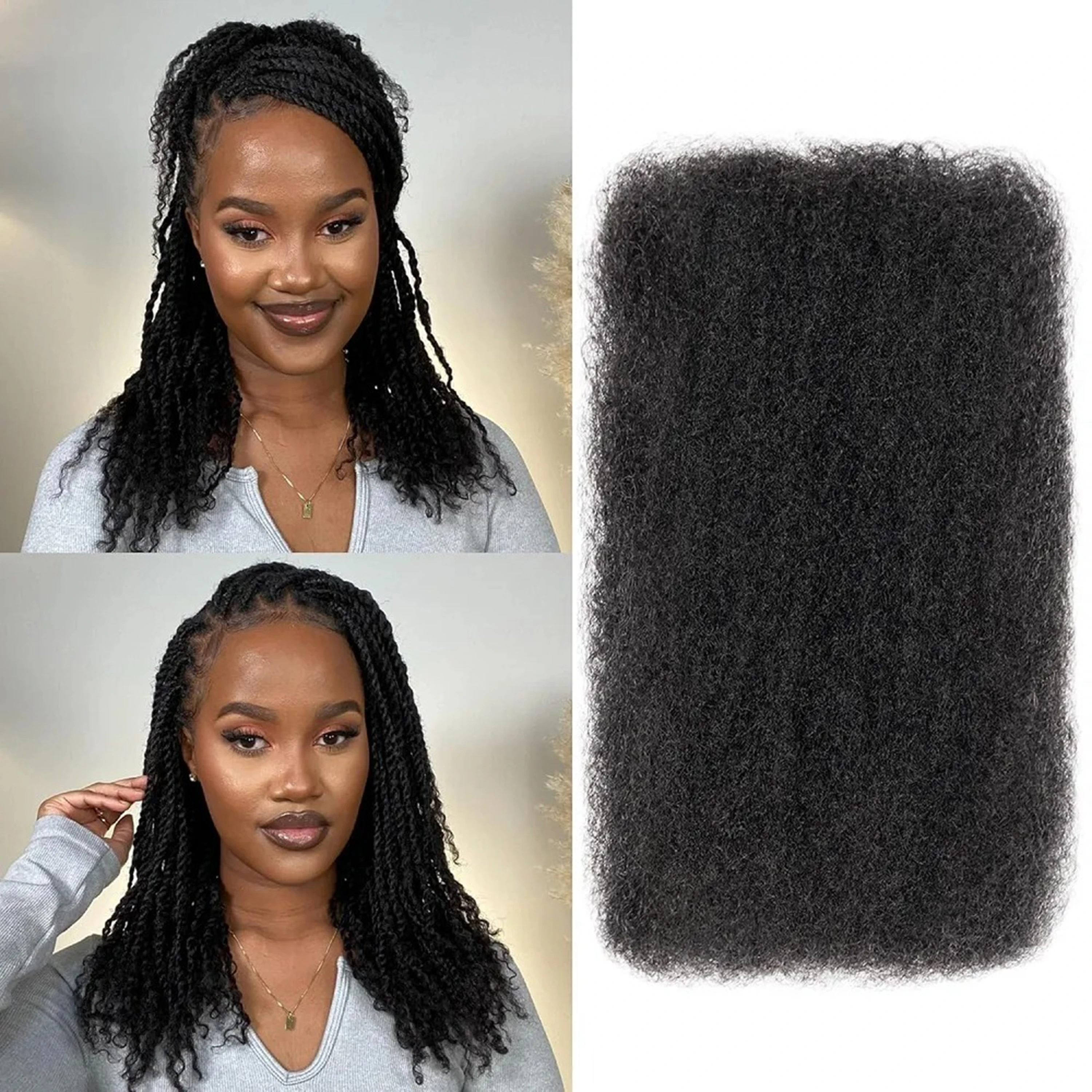 

Brazilian Synthetic Hair Afro kinky Curly Bulk Synthetic Hair For Braiding 1 Bundle 50g/pc Natural Color Braids Hair No Weft