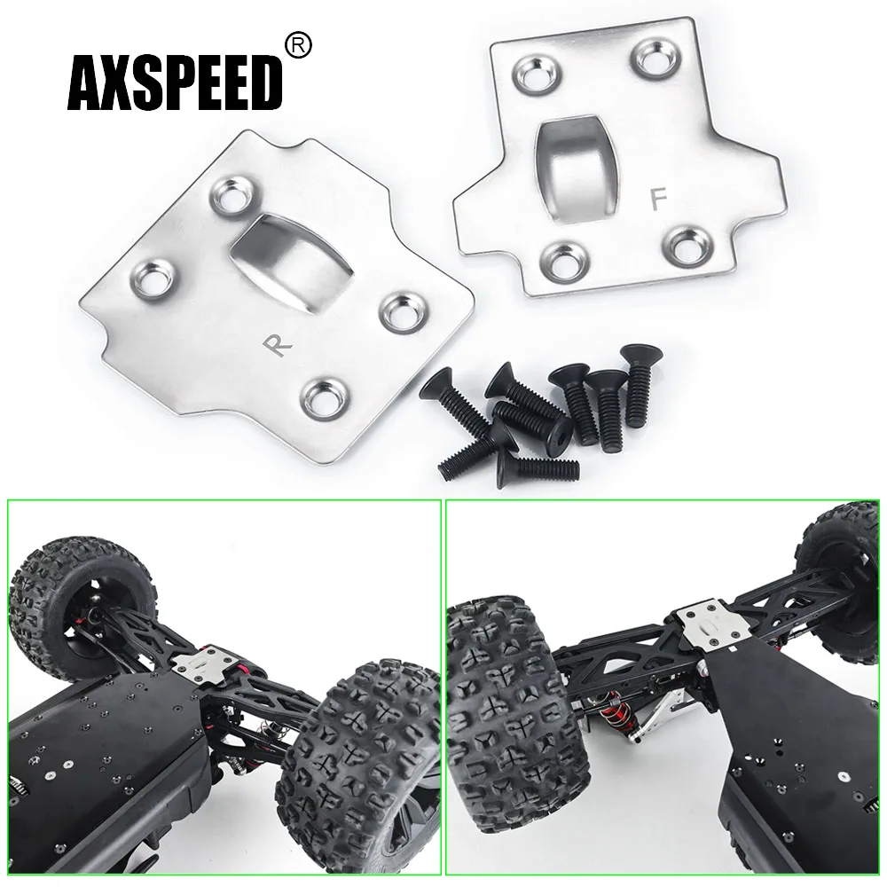 AXSPEED Front Rear Steel Armor Protection Skid Plate for Kraton Outcast Senton Talion Typhon 1/8 RC Buggy Truck Parts