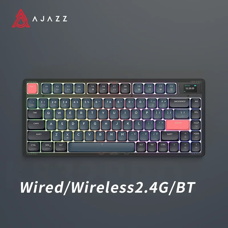 Ajazz AK832Pro 81Keys With TFT Color Screen Wireless BT Three-Mode Keyboard Low Profile Switch For Office