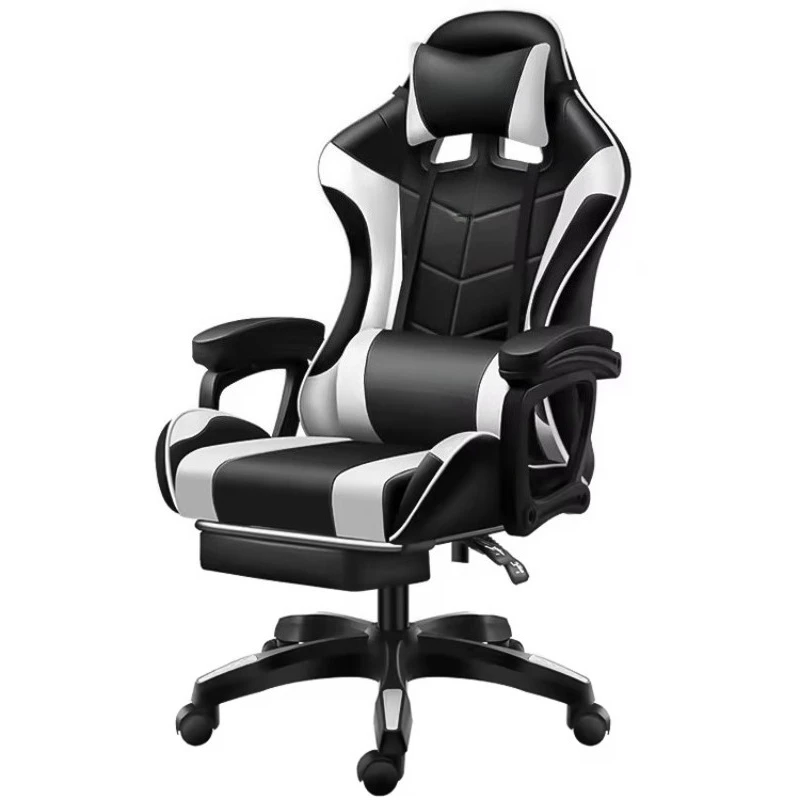 Rotating Gaming Chair with Footstool for Gamers Adjustable Ergonomic Design Computer Desk Chair with Headrest And Lumbar Support