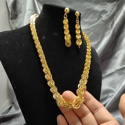 Wando Luxury Afraic Gold Color Jewelry Set Pendant Necklace Earrings Jewelry Set For Women Girls Party Birthday Ethnic Gifts