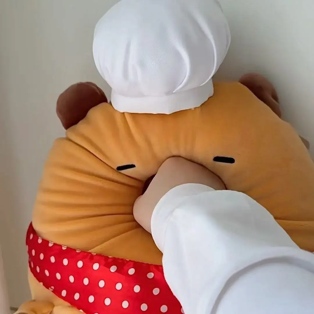 Cartoon Capybara Baguette Knuffel Gevuld Chef's Cap Capibara Lange Slaap Zacht Kussen Sofa Kussen Dutje Meisjes Verjaardagscadeautjes