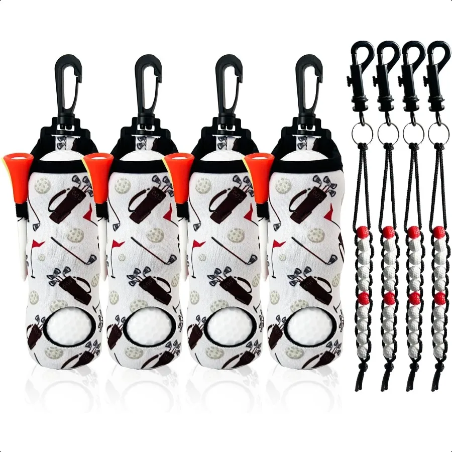 

4 Set Golf Ball Holder Golf Ball Pouch with Golf Bead Counter Golf Stroke Counter with Clip