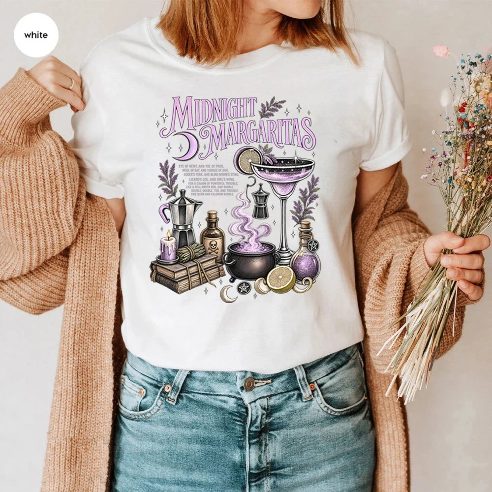 Midnight Margaritas Shirt Praktisches Magie-inspiriertes T-Shirt Vintage Hexen-Cocktail-Shirts Gotisches Viktorianisches Haus Halloween T-Shirt – Detail 9