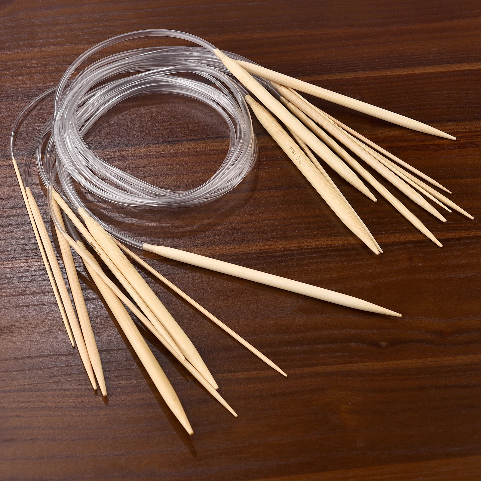 

2mm-8mm Bamboo PVC Tube Circular Needles Ring Knitting Double Cusp Crochet Hooks 80cm Long Smooth Sewing Tools Needle