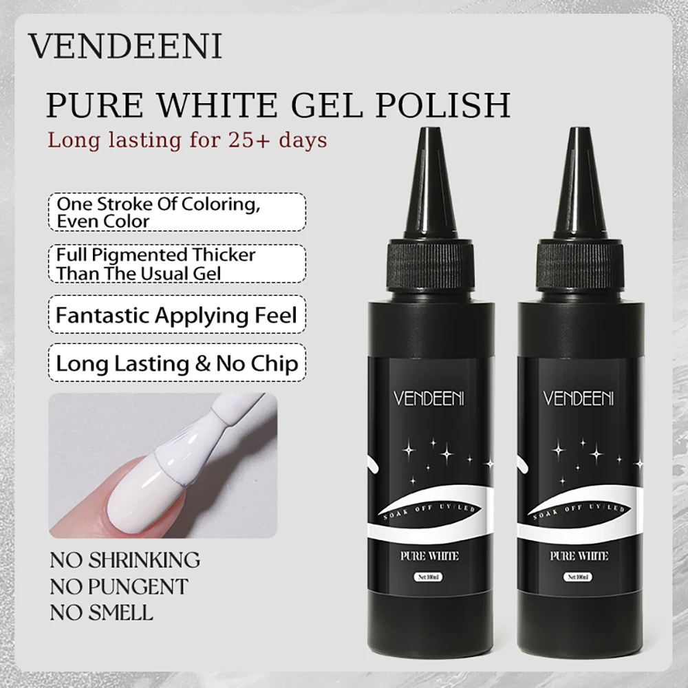 Vendeeni Large Capacity Functional Top/Base Coat Gel Chrome Build Extension Gel Nail Polish Black White Varnish TPO/HEMA FREE
