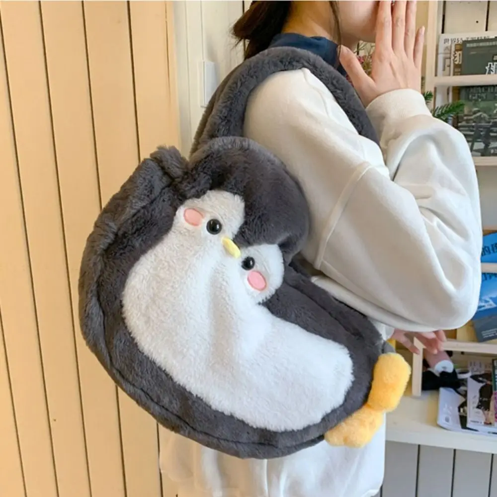 

Cute Large Capacity Chubby Penguin Plush Bag Preppy Style Handbag Cartoon Shoulder Bag Doll Anime Tote Bag Girls