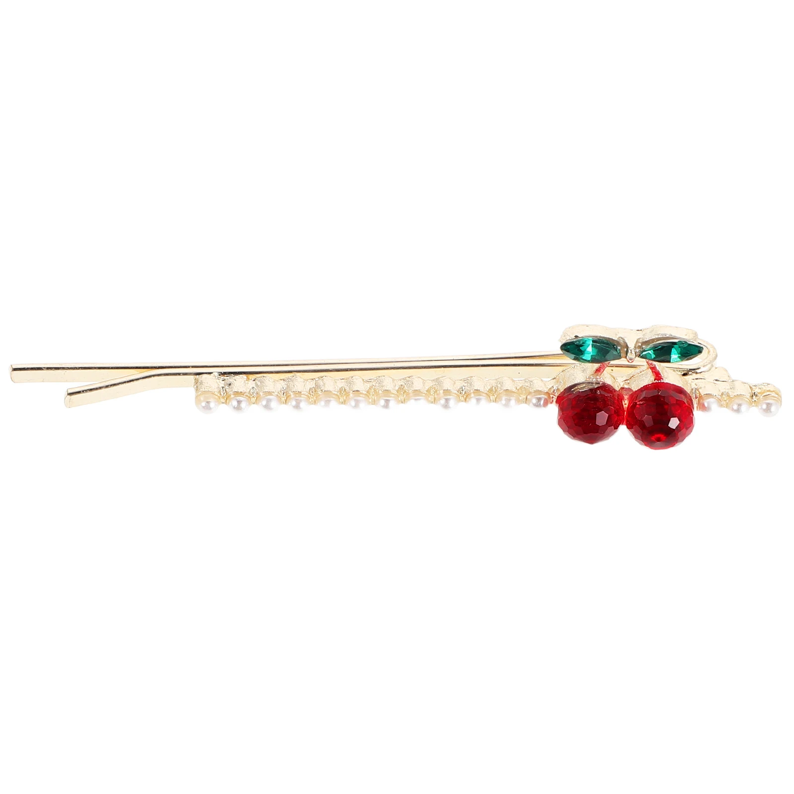 

Cherry Rhinestone Hair Clip Faux Pearl Elegant Hairpin For Women Daily Wear Fashion Accessory Side Bobby Pin Sparkly Small