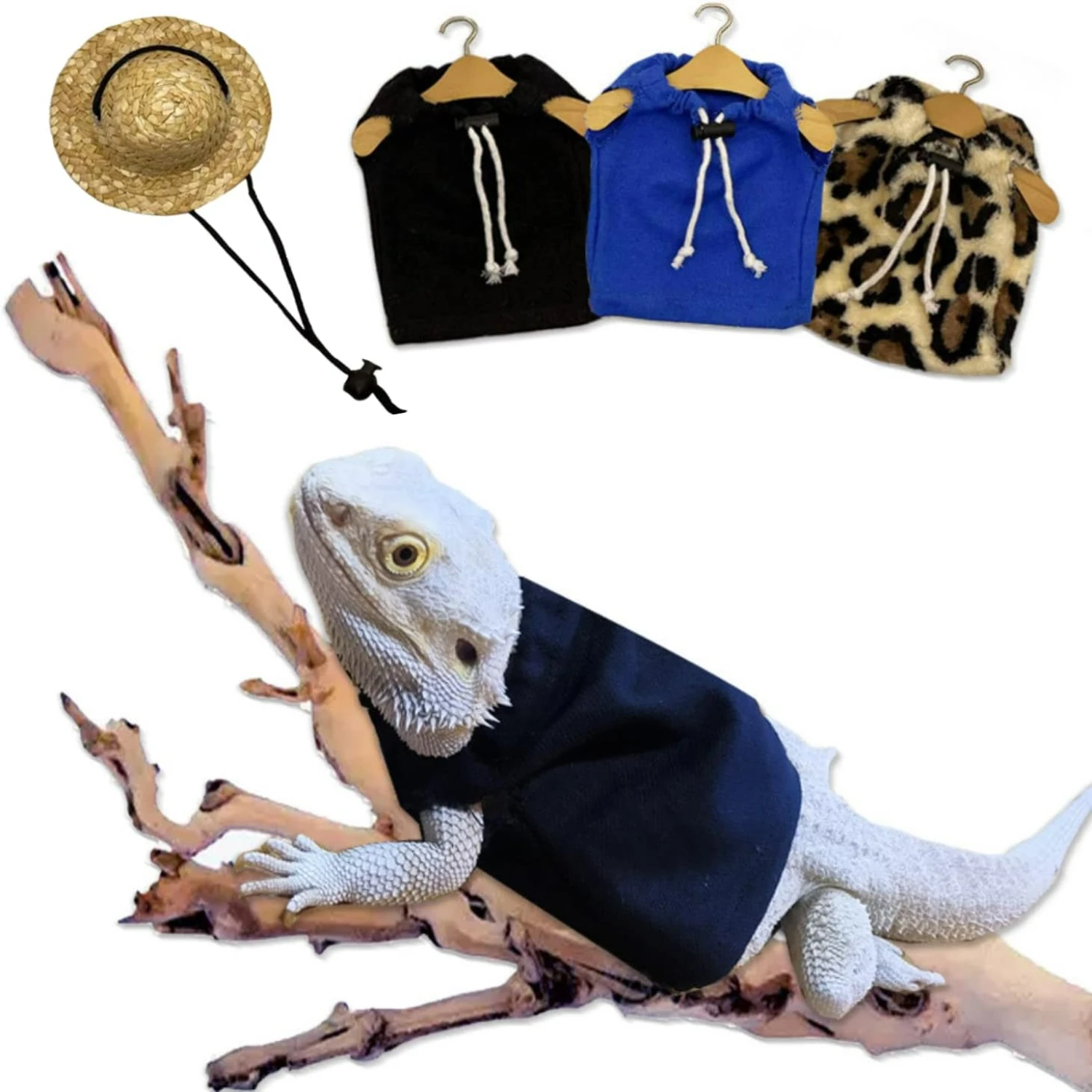 Handmade Sleeveless T-Shirt Vest Set - Skin Protection Apparel for Lizard, Bearded Dragon, Crested Gecko, Chameleon - 4 Pack Liz