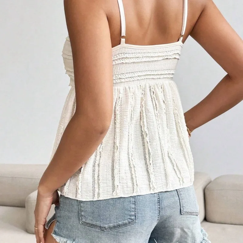 

Sweet Suspender Vest Solid Color Lace Sexy Suspender Summer Women's Top