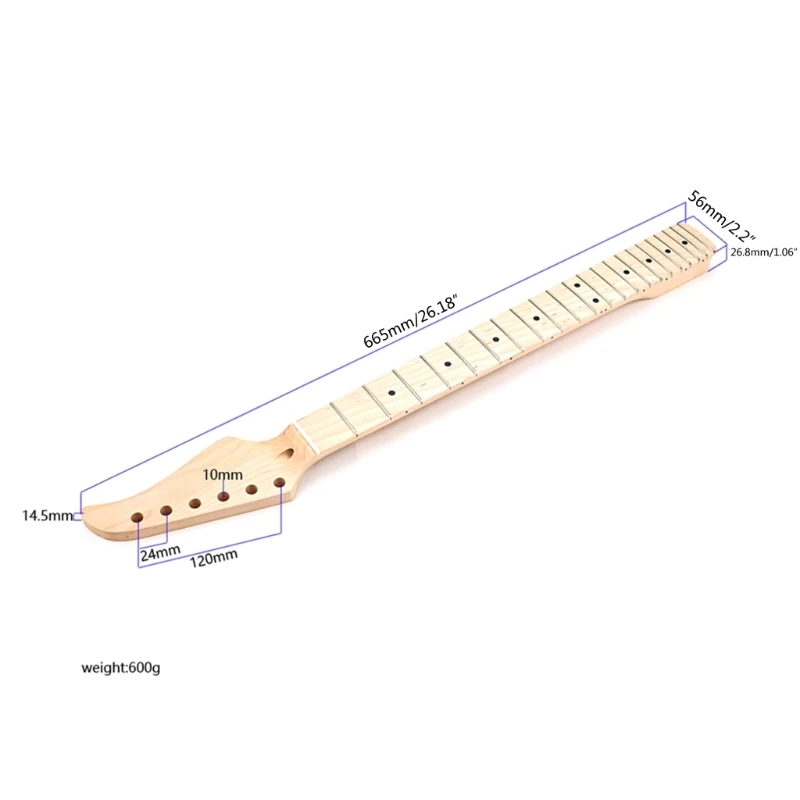 22 Fret Maple Wood Guitar Neck Replacement Smooth Edges Fretboard Guitar Fingerboard Stringed Musical Instrument Parts