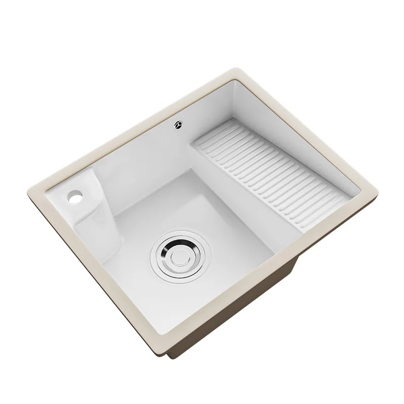 

Undercounter basin Laundry pool with washboard Ceramic embedded household deepened hand washing face basin Single size balcony