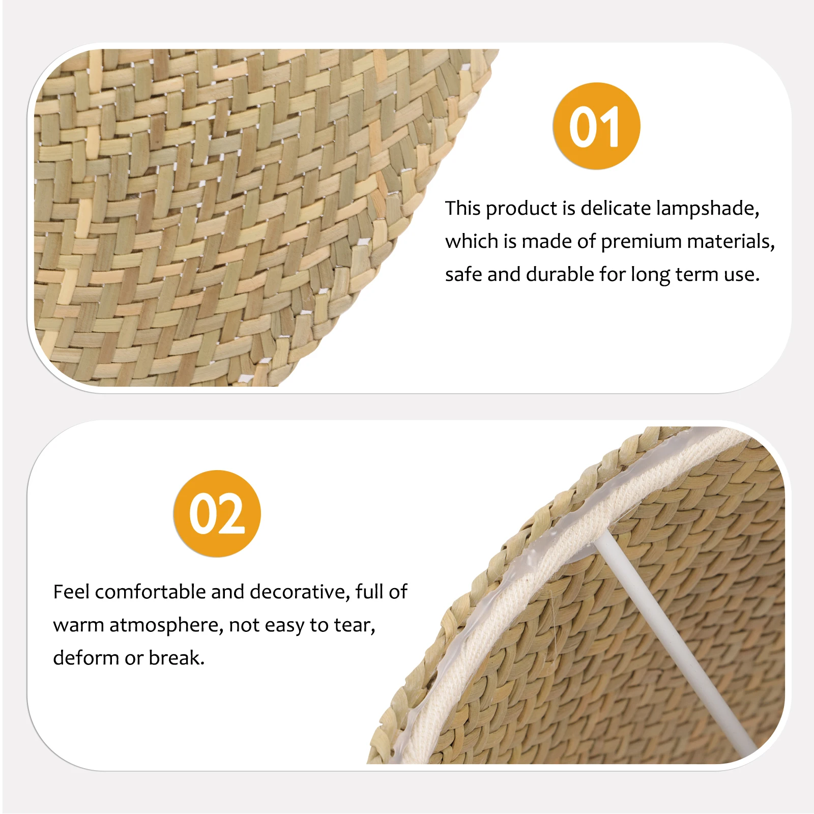 

Hand-Woven Rattan Lamp Shade Vintage Wicker Cover for Desk Table Floor Lamp Bedroom Living Room Warm Light Shade