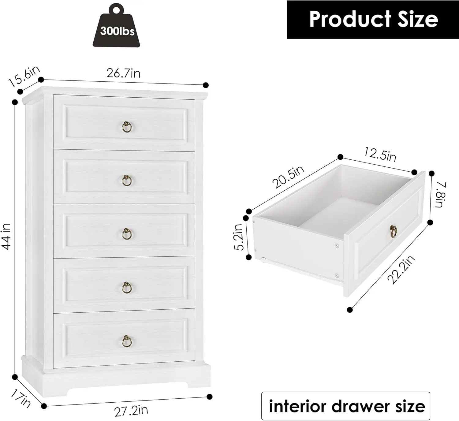 5 Drawers Dresser, 44